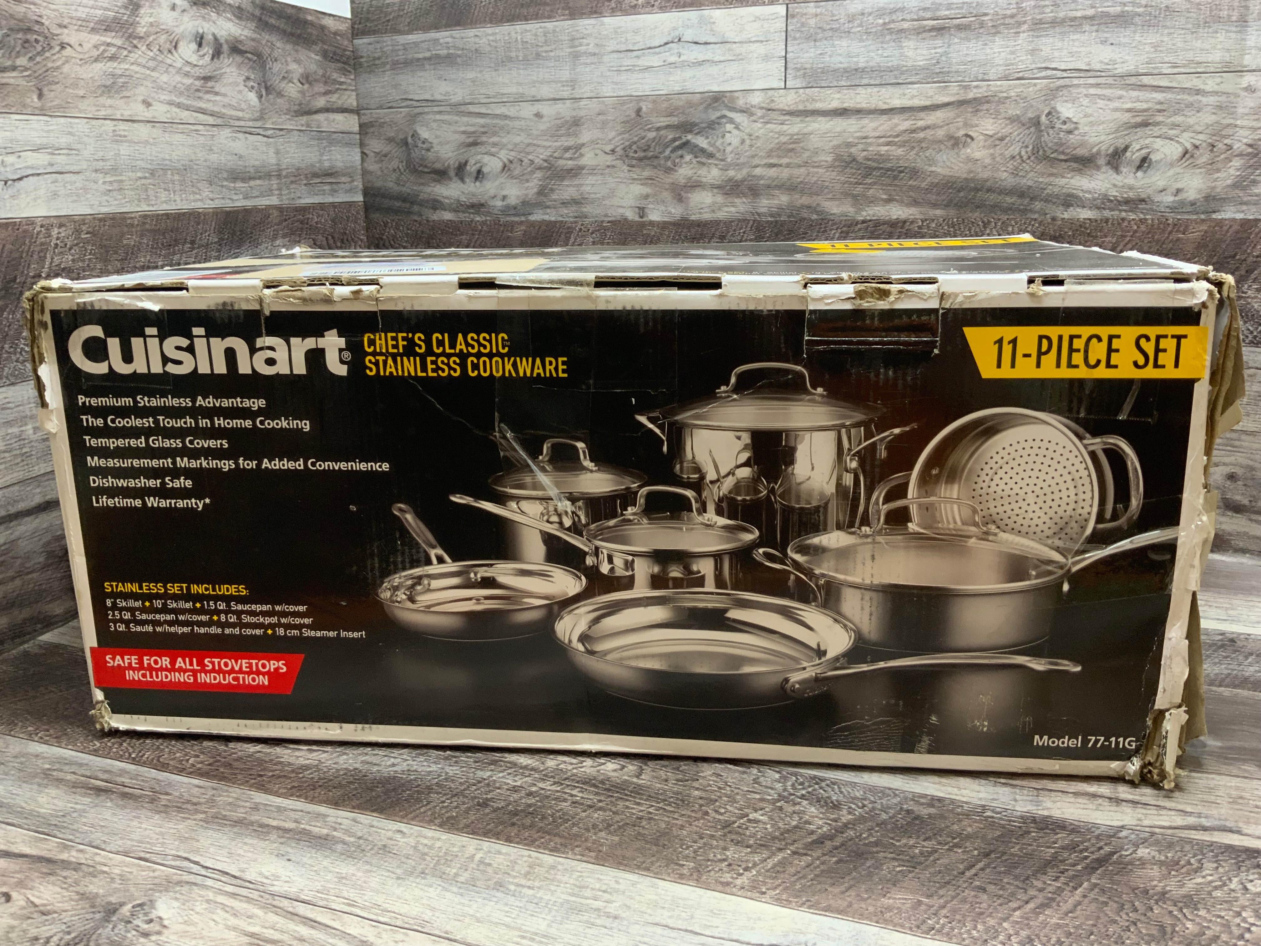 Cuisinart 11-Piece Cookware Set Chef's Classic Stainless Steel Collection 77-11G (8074074980590)